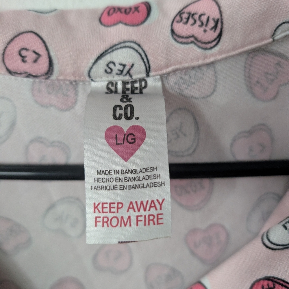 3 For $12 Clearance Sleep & Co Valentine's Candy Hearts Short Sleeve Pajama Top - Picture 2 of 4